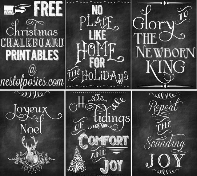 FIVE FREE Christmas Chalkboard Printables