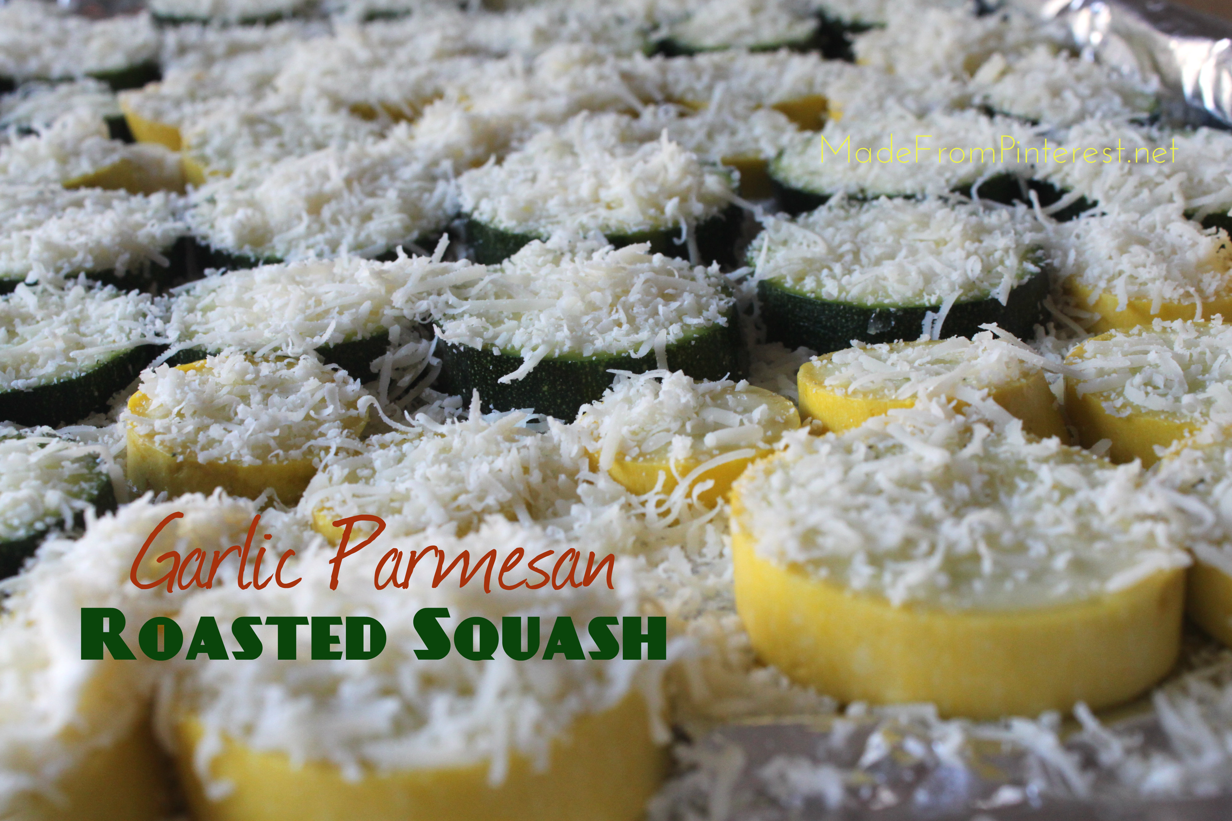 Garlic Parmesan Roasted Squash recipe at MadeFromPinterest.net