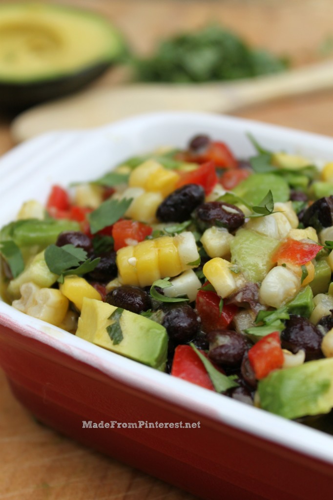 Corn and Black Bean Salsa with Lime Cilantro Vinaigrette. This is the recipe to make when you don't want to bring home any leftovers! Recipe on MadeFromPinterest.net