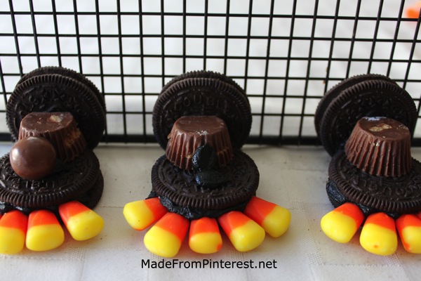 Oreo Turkeys Attaching whoppers for the head