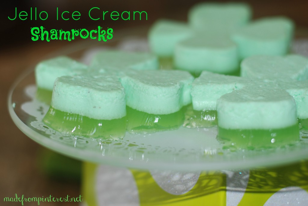 Jello Ice Cream Shamrocks. The ice cream separates from the Jello to make this fun St. Patrick's Day treat!