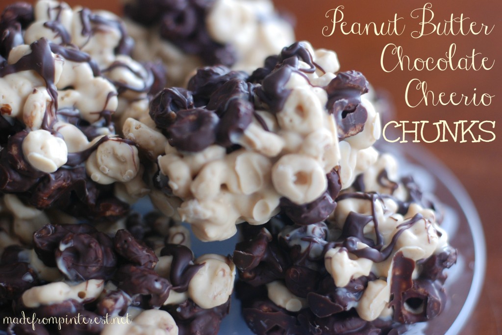 Kids love making these Peanut Butter Chocolate Cheerios Chunks!