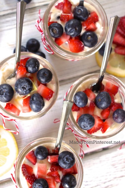 Lemon Berry Trifle with Lemon Curd Whipped Cream in Mason Jars - perfect portable desserts for cookouts and picnics.