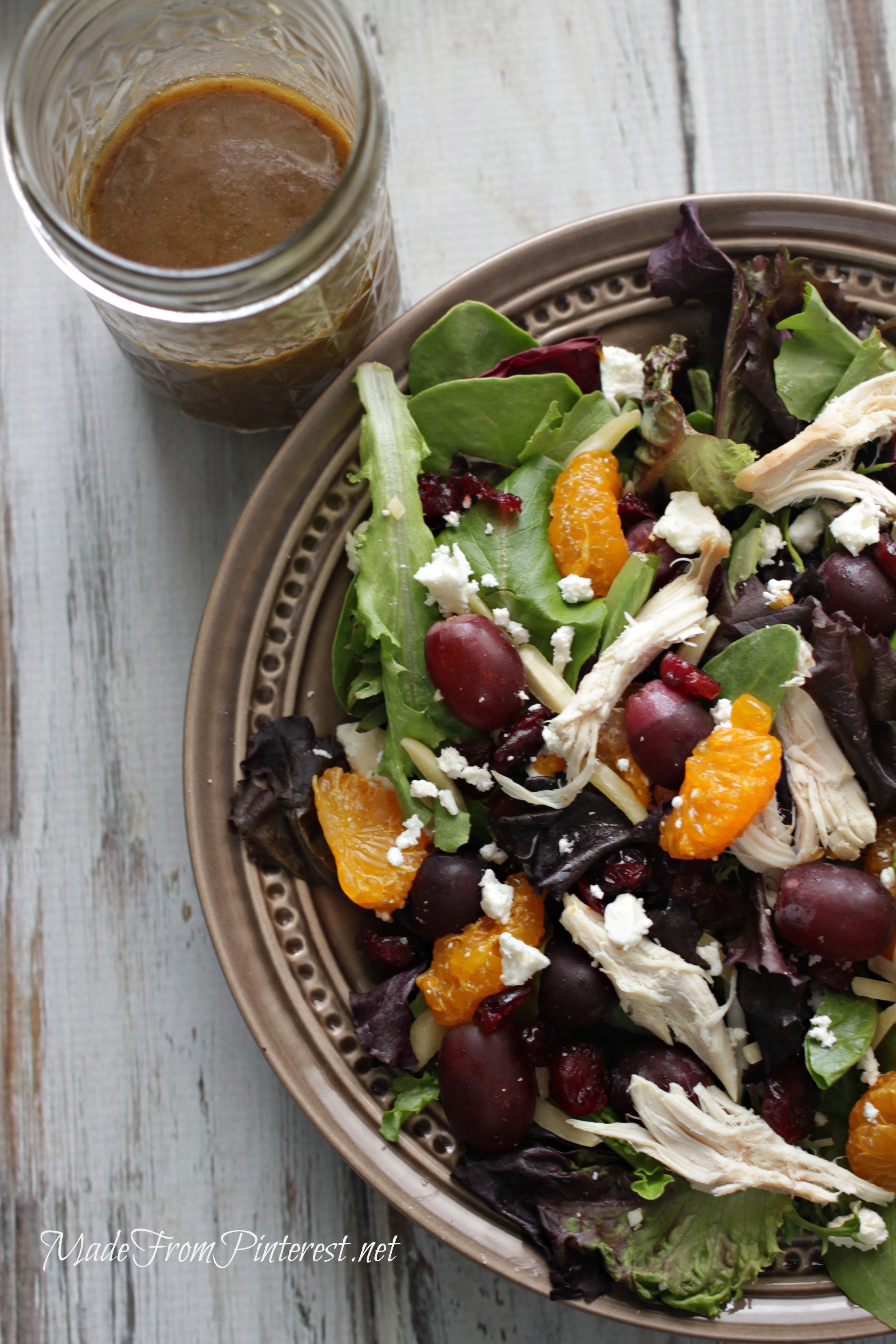 Mediterranean Chicken Salad with Creamy Balsamic Vinaigrette. Perfect blend of flavors and colors!