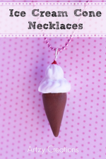 DIY Necklace - These DIY Ice Cream Cone necklaces are darling. They are a perfect craft for kids to make and would make a great gift!