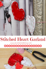 Stitched Heart Garland - Make this darling Valentine's Day Garland, it's a quick and easy DIY project made with felt and baker's twine. You will the the sweet romantic look!