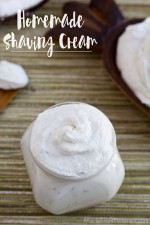Homemade Shaving Cream - This natural exfoliating shaving cream removes dead skin cells and softens the hair on your legs giving you a closer shave. It is quick, easy and inexpensive to make, you will never go back to OTC shaving cream again!